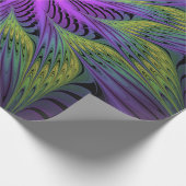 Papier Cadeau Fleuron vert violet Art Abstrait fractal moderne (Coin)