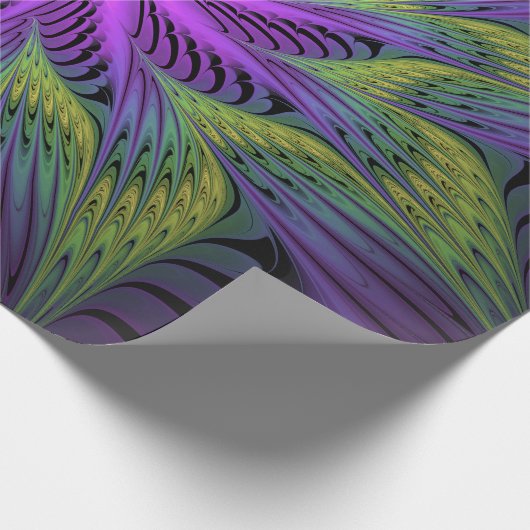 Papier Cadeau Fleuron vert violet Art Abstrait fractal moderne (Coin)