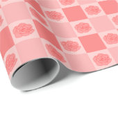 Papier Cadeau Fleurs à carreaux roses (Coin rond)