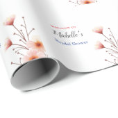 Papier Cadeau Fleurs à l'aquarelle Douce Mariage (Coin rond)