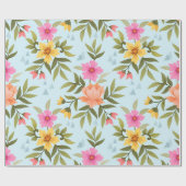 Papier Cadeau Fleurs à main colorées (Plat)