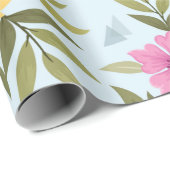 Papier Cadeau Fleurs à main colorées (Coin rond)