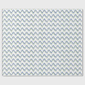 Papier Cadeau Fleurs abstraites bleues et blanches (Plat)