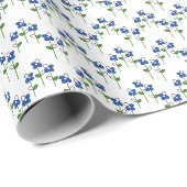 Papier Cadeau Fleurs abstraites bleues et blanches (Coin rond)
