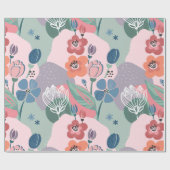 Papier Cadeau Fleurs Abstraites colorées (Plat)