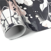 Papier Cadeau Fleurs Abstraites — Élégance Monochrome Rose (Coin rond)