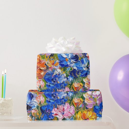 Papier Cadeau Fleurs Abstraites Impressionniste (Cadeaux de fête)