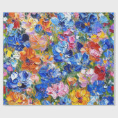 Papier Cadeau Fleurs Abstraites Impressionniste (Plat)