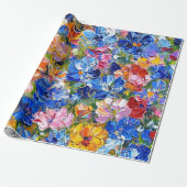 Papier Cadeau Fleurs Abstraites Impressionniste (Déroulé)