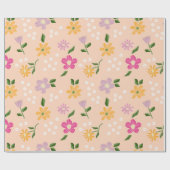 Papier Cadeau Fleurs Abstraites joueuses (Plat)