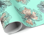 Papier Cadeau Fleurs alignées sans couture abstrait PA moderne (Coin rond)