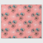 Papier Cadeau Fleurs alignées sans couture abstrait PA moderne (Plat)