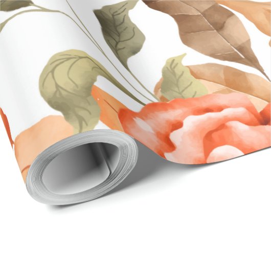 Papier Cadeau Fleurs aquarelles 1 (Coin rond)