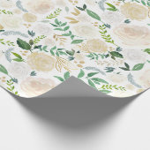 Papier Cadeau Fleurs aquarelles avec Parties scintillant or Faux (Coin)