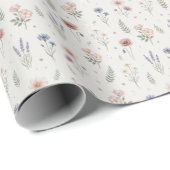 Papier Cadeau Fleurs aquarelles mignonnes (Coin rond)