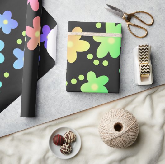 Papier Cadeau Fleurs arc-en-ciel géantes (Artisanat)