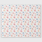 Papier Cadeau Fleurs arc-en-ciel pastel sur fond blanc (Plat)