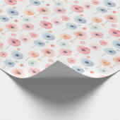 Papier Cadeau Fleurs arc-en-ciel pastel sur fond blanc (Coin)