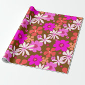Papier Cadeau Fleurs Art Rétro (Déroulé)