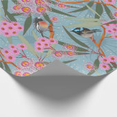 Papier Cadeau Fleurs australiennes d'eucalyptus avec des oiseaux (Coin)
