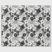 Papier Cadeau Fleurs beige et noire (Plat)