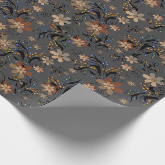 Papier Cadeau Fleurs beiges abstraites sans couture gris backgro (Coin)