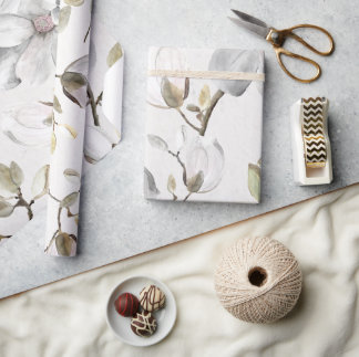 Papier Cadeau Fleurs blanches