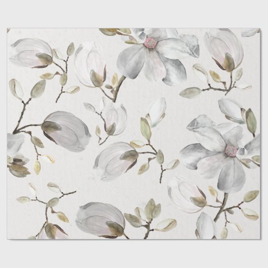 Papier Cadeau Fleurs blanches (Plat)