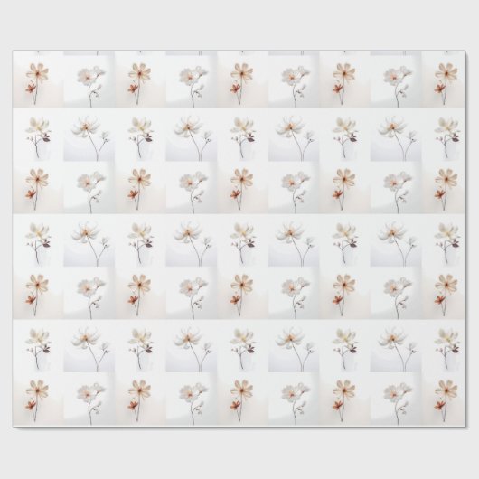 Papier Cadeau Fleurs blanches (Plat)