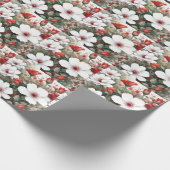 Papier Cadeau Fleurs blanches et rouges Elégante aquarelle (Coin)