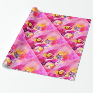 Papier Cadeau FLEURS BLANCHES fuchsia jaune rose