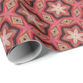 Papier Cadeau Fleurs blanches kaléidoscopiques géométriques sur  (Coin rond)