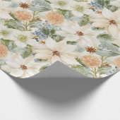 Papier Cadeau Fleurs blanches Oranges Noël (Coin)