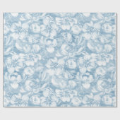 Papier Cadeau Fleurs blanches peintes sur papier d'emballage ble (Plat)