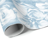 Papier Cadeau Fleurs blanches peintes sur papier d'emballage ble (Coin rond)