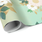 Papier Cadeau Fleurs blanches romantiques Conception de l'aquare (Coin rond)