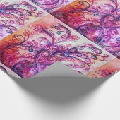 Papier Cadeau FLEURS BLANCHES rose vif pourpre blanc (Coin)