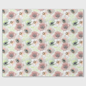 Papier Cadeau Fleurs blanches, roses. (Plat)