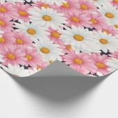 Papier Cadeau Fleurs Blanches Roses Graphisme Esthétique (Coin)