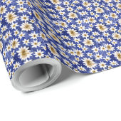 Papier Cadeau Fleurs blanches simples sur aquarelle Arrière - pl (Coin rond)