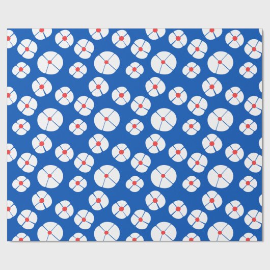 Papier Cadeau Fleurs Blanches Sur Bleu (Plat)