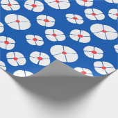 Papier Cadeau Fleurs Blanches Sur Bleu (Coin)