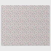 Papier Cadeau Fleurs blanches sur fond rose tendre (Plat)