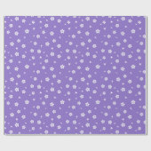Papier Cadeau Fleurs blanches sur fond violet (Plat)