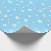 Papier Cadeau Fleurs blanches sur Motif bleu bébé (Coin)