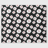 Papier Cadeau Fleurs blanches sur noir (Plat)