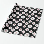 Papier Cadeau Fleurs blanches sur noir (Déroulé)