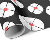Papier Cadeau Fleurs blanches sur noir (Coin rond)