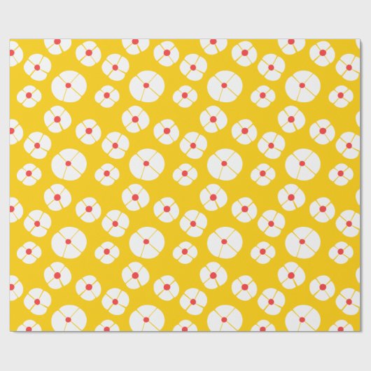 Papier Cadeau Fleurs blanches sur or (Plat)