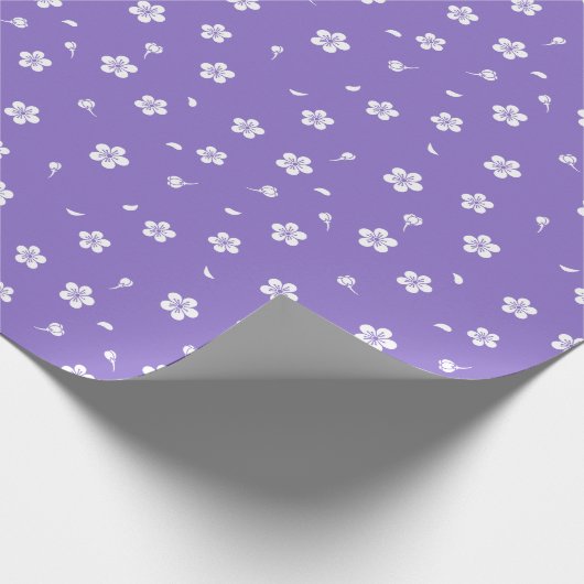 Papier Cadeau Fleurs blanches sur pourpre (Coin)